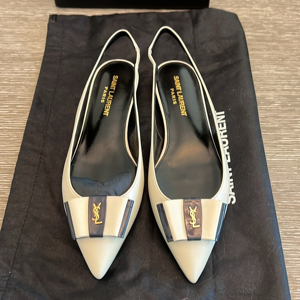 Yves Saint Laurent Anais leather slingback flats - Picture 6 of 9